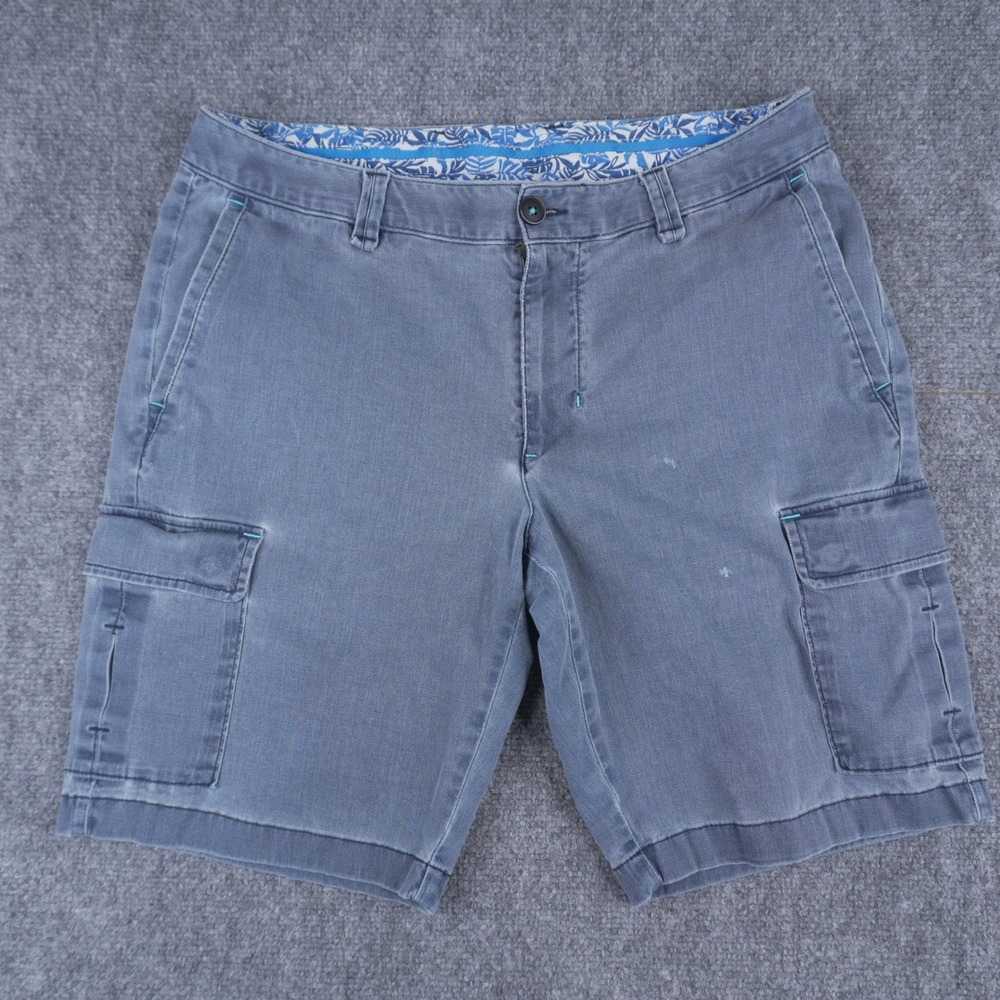 Tommy Bahama Cargo Shorts Mens 33 Blue Faded Twill Tropical Lining 221-ST889864